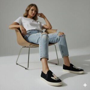 Soludos Llama Embroidered Slip-On Sneakers